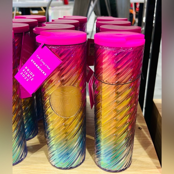 Starbucks Tim Singleton Spiral Cup Swirl Rainbow Pride Hot Cold Tumbler 2023 New - Picture 4 of 14